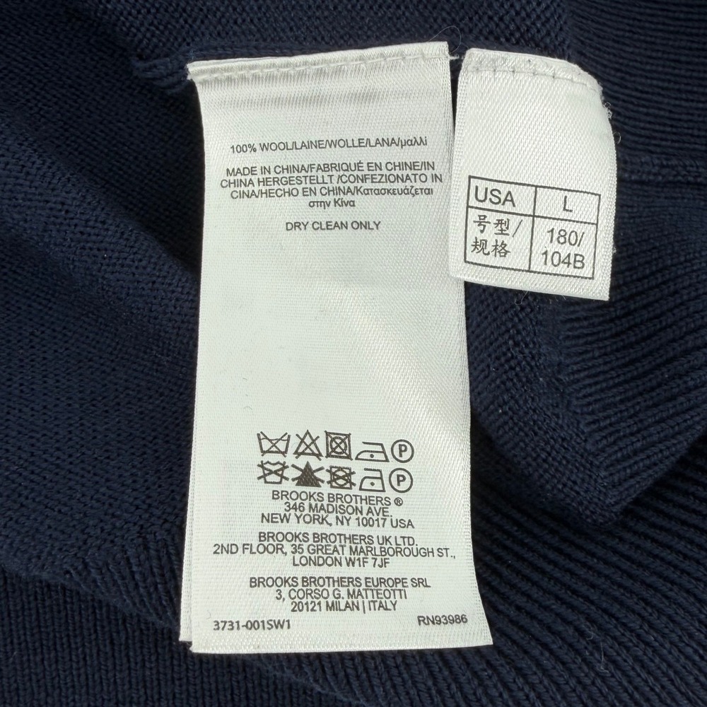Brooks Brothers Saxon WOOL Mens V Neck Sweater Vest Navy Blue Size L - Picture 5 of 7